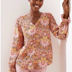 LOFT paisley bell cuff blouse